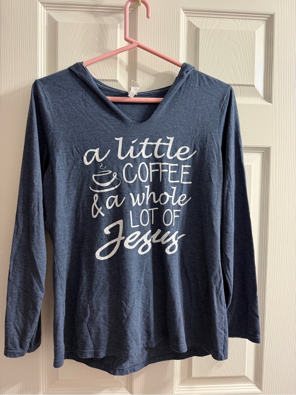 District Navy Long-Sleeve Graphic Tee with White Script Devotional